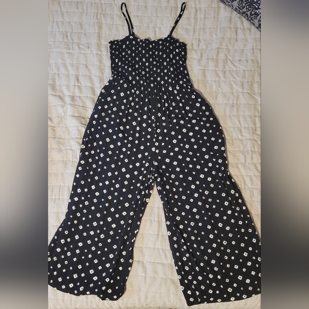LOFT Black and White Polka Dot Jumpsuit - Picture 2 of 8